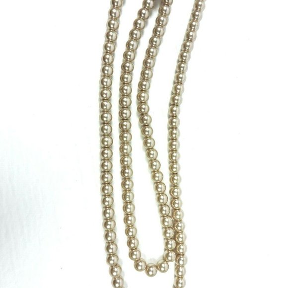 Vintage Glass Faux Pearl Strand 44 Inch Champagne - Picture 8 of 8